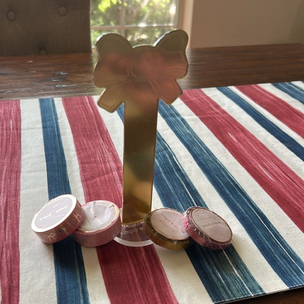 Simply Gilded Pink Bow Washi tape holder plus 4 new washi tapes